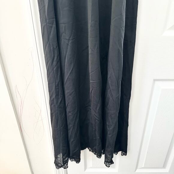 Lux Lux Designed by Hardy Amies England Designer Black Sheer Long Slip High Slit - Picture 6 of 14